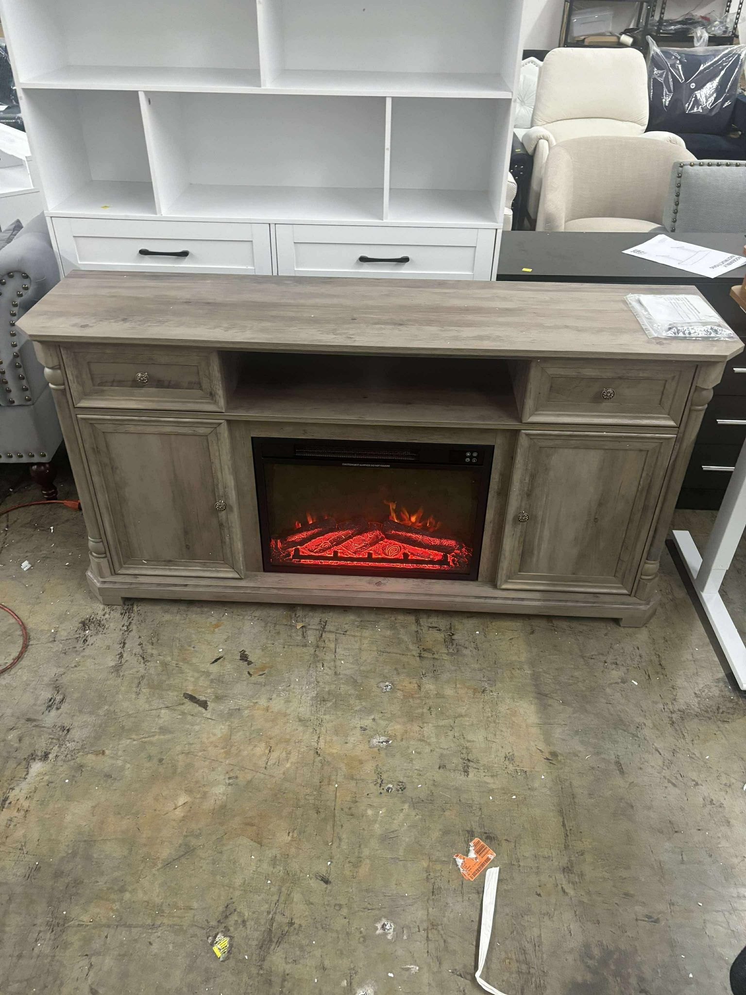 Tv stand with fireplace (small damage)