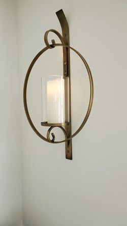 Circular Candle Wall-Mount Sconce, Iron, Glass Sleeve
