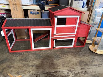Large Chicken Coop 82.4" L Outdoor Hen House with Run Nesting Box for 4-6 Chickens,