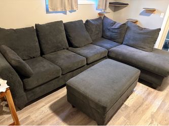 Large Sectional Sofa with Matching Ottoman – $175