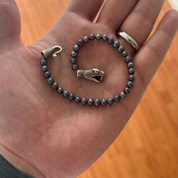 Black Pearls Snake Head Bracelet 