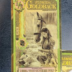 2025 Florida Goldback Fractional Troy Ounce of Gold Note 1/2