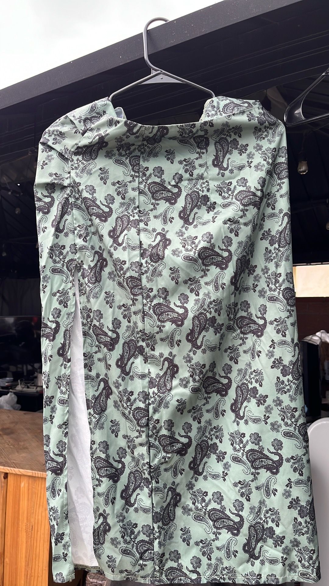 Medium slit green/black long skirt