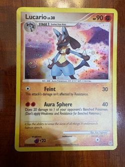 Pokemon Lucario 6/130 Holo Rare Diamond & Pearl Base Set LP with Swirl! 🌟