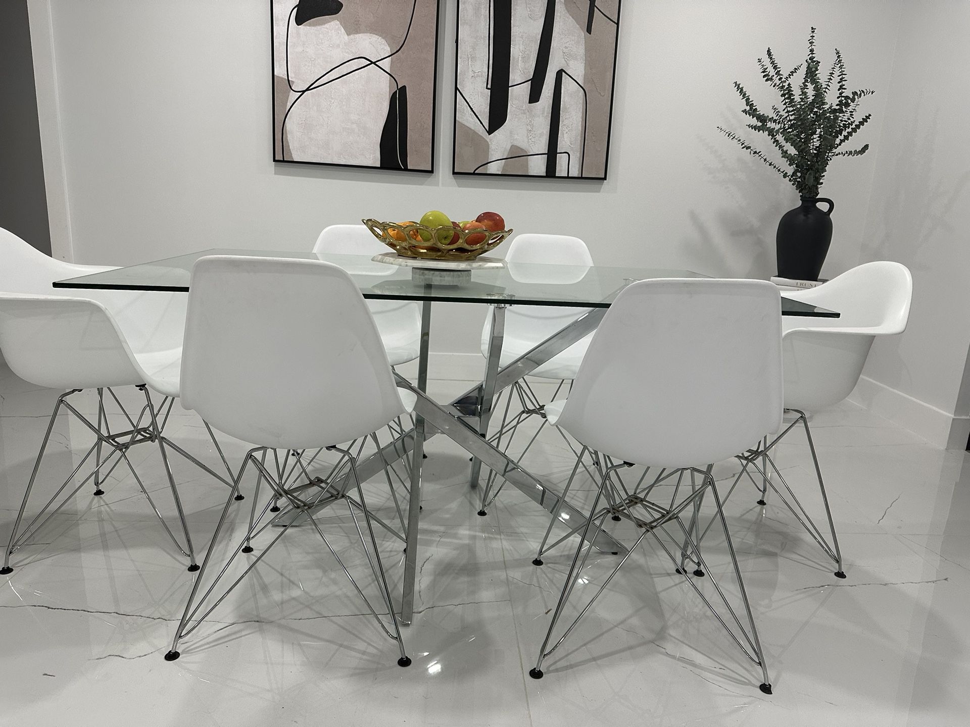 modern dining set 6 seat and table 