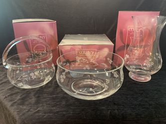 Crystal Bowl and Vases Never Used w/boxes