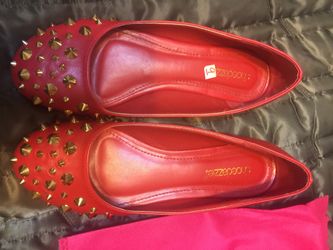 Red studded shoe 8