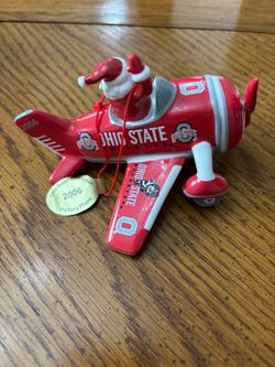 Ohio State Victory Plane Ceramic Christmas Ornament