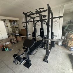 Vesta Fitness Smith Machine 1001 w/Bench Attachment | 245lb Cast Iron Olympic Weights | 7ft Olympic Bar | Fitness | Gym Equipment | FREE DELIVERY 🚚 