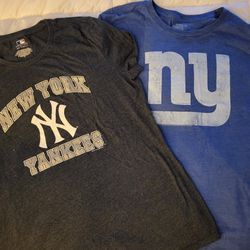 Ladies NY Sports Team T Shirts Both Size XL