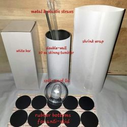 FREE SHIPPING 20oz Skinny Straight Glossy Sublimation Blank Tumblers