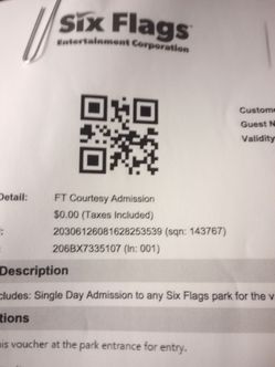 Six flags tickets 7 left
