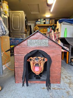 🎃 SPIRIT HALLOWEEN ANIMATRONIC DOG/DOGHOUSE-Works Perfect!
