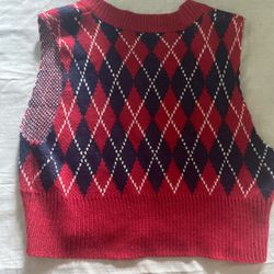 Argyle Print sweater Vest Cropped 