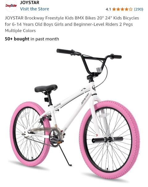JOYSTAR Brockway Freestyle Kids BMX Bike 24" Kids Bicycles for 6-14 Years Old Boys Girls and Beginner-Level Riders 2 Pegs