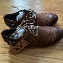 New Italian Replay Round Toes Booster Mens Leather Mid Shoes Size 7.5