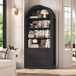 Arched Bookcase with 2 Drawers