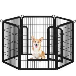Dog Pen Outdoor, 6 Panels 32 Inch Puppy Playpen for Cat/Rabbit/Small Animals Heavy Duty Foldable Pet Exercise Fence Enclosure Run Kennel for RV Campin