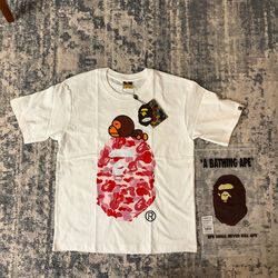 Pink Bape White Tee