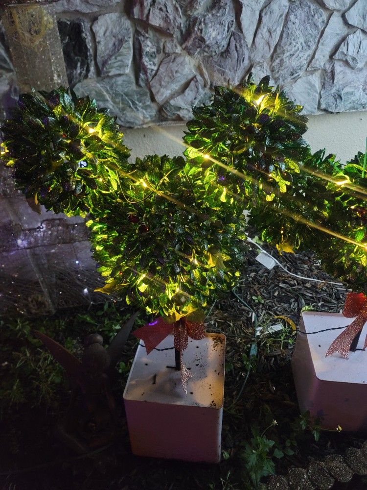 Disney Mickey Mouse Topiary Trees With Lights - Set Of 2