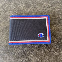 Mens CHAMPION Black With Red Blue Border Bifold Wallet