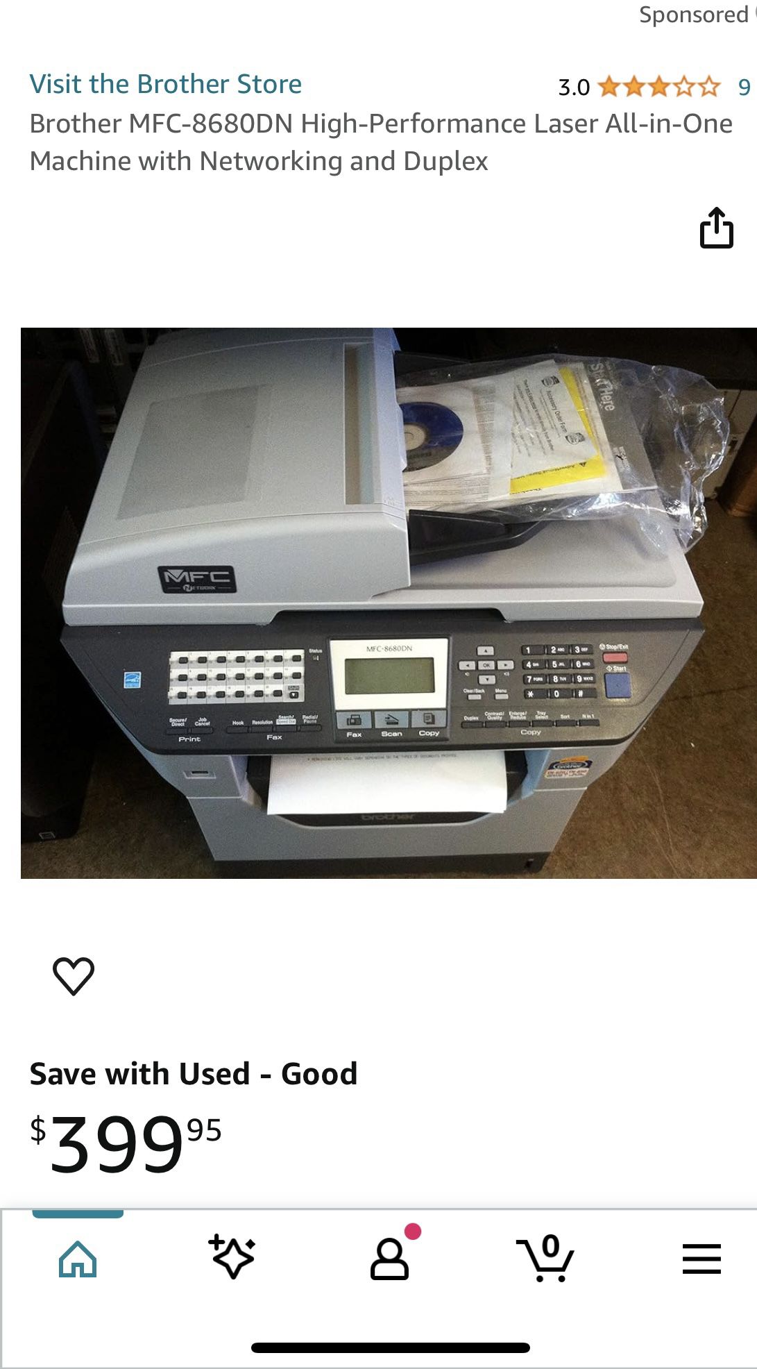 Brother Laser Printer, Copier Fax With New Extra Cartridge 