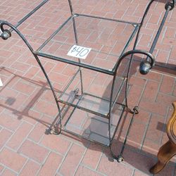 Wrought Iron & Glass Plant Stand 