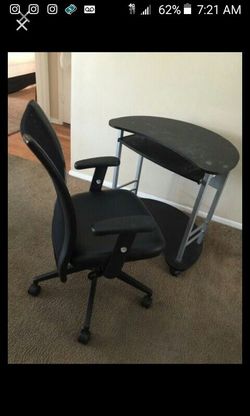 Desk with leather chair