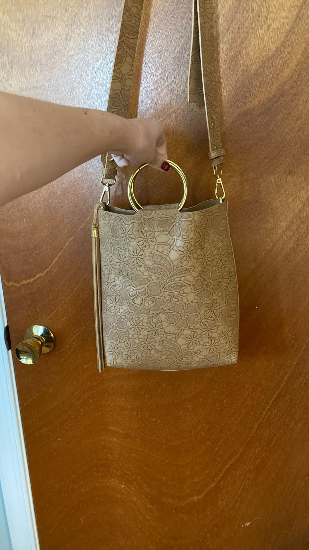 Women's floral embroidered vegan leather purse