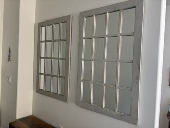 Farmhouse Window Pane Wall Mirrors , set of 2