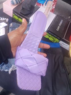 Lavender Woven Leather Slide Sandal