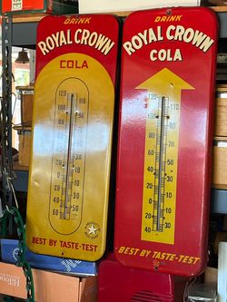 Royal Crown Cola Vintage Advertising Thermometers – Set of 2