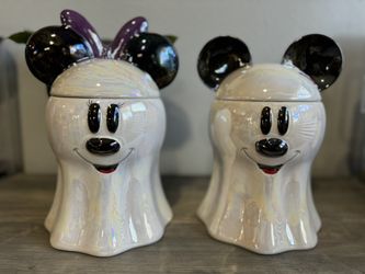 Disney Mickey And Minnie Iridescent Ghost Cookie Jars