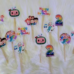 12 Cocomelon Candy Apple Toppers 