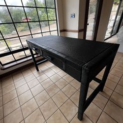 Black rattan Wood Handmade Desk Excellent Condition 