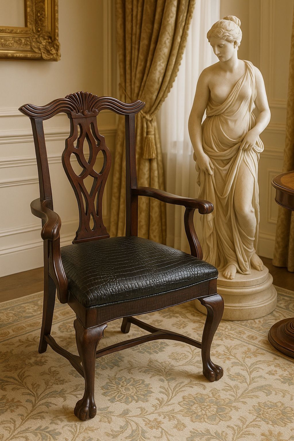 Vintage Chair Aligator Upholstery 