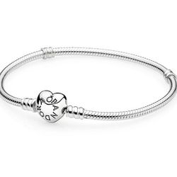 Pandora Moments Sterling Silver Bracelet with Heart Clasp