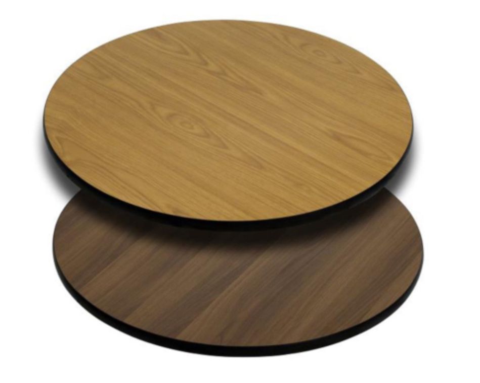 Round Table Top with Natural or Walnut Reversible Laminate Top