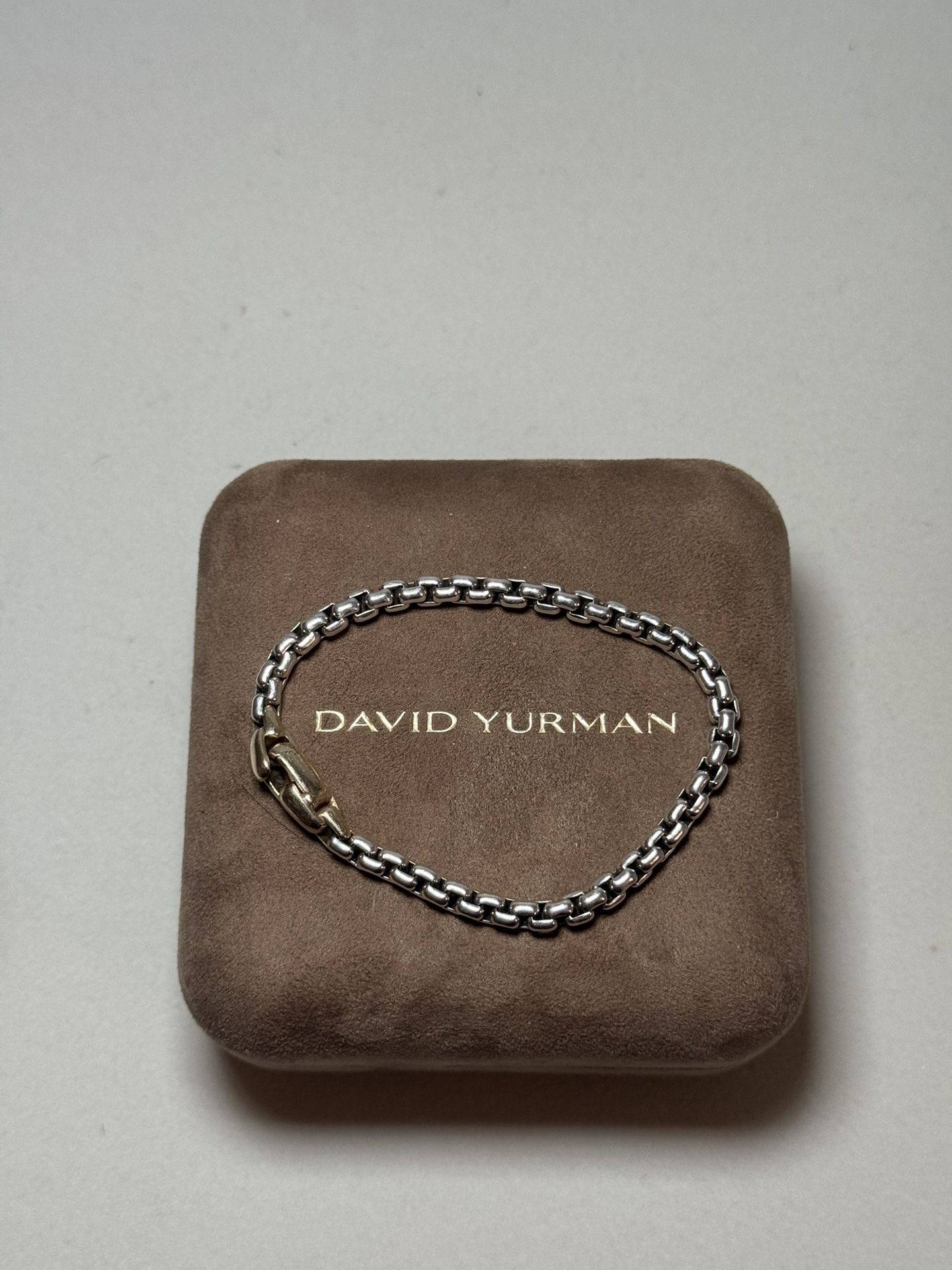 David Yurman 5mm Sterling Silver & 14k Gold Box Chain Bracelet – Authentic