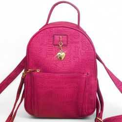 Juicy Couture Raspberry Tart Pink & Gold Charmed Mini Backpack 