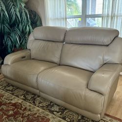Tan Leather DOUBLE Electric Recliner Sofa