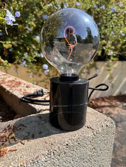 IKEA MARKFROST Black marble Table Lamp w/ Globe Bulb