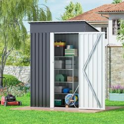 Heavy-duty outdoor Metal Storage Shed 5ft. W x 3 ft. D Gray Outdoor Galvanized Steel Frame, NEW Metal Storage Shed
Brand 
