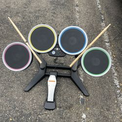 Xbox One Rock Band 4 Wireless Drum Set Adjustable Harmonix 91162 W Pedal & Stick