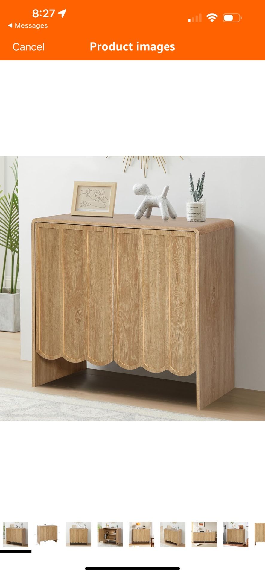 ORRD Accent Sideboard Buffet Cabinet, Storage Cabinets with 2 Doors, Farmhouse Wood Cabinet with Adjustable Shelves and Wave Panel for Living Room, Di