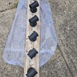 New 32.5in Industrial Wine Rack 6 Bottle With Natural Wood New