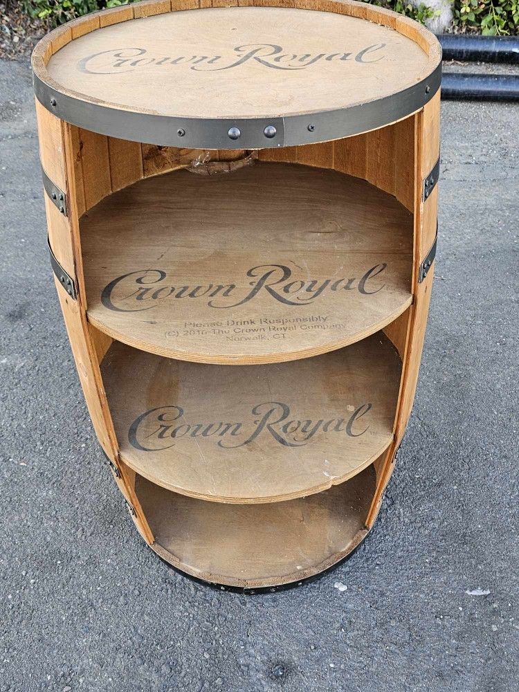 Crown Royal Barrel Display with Built in Shelves