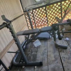 Weights, And Bench. Bar NOT Included. 