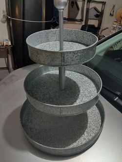 Three Tier Galvanized Metal Stand 