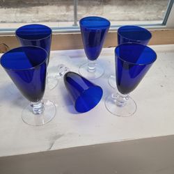 5" Cobalt  Blue Vintage  WINE Glasses 